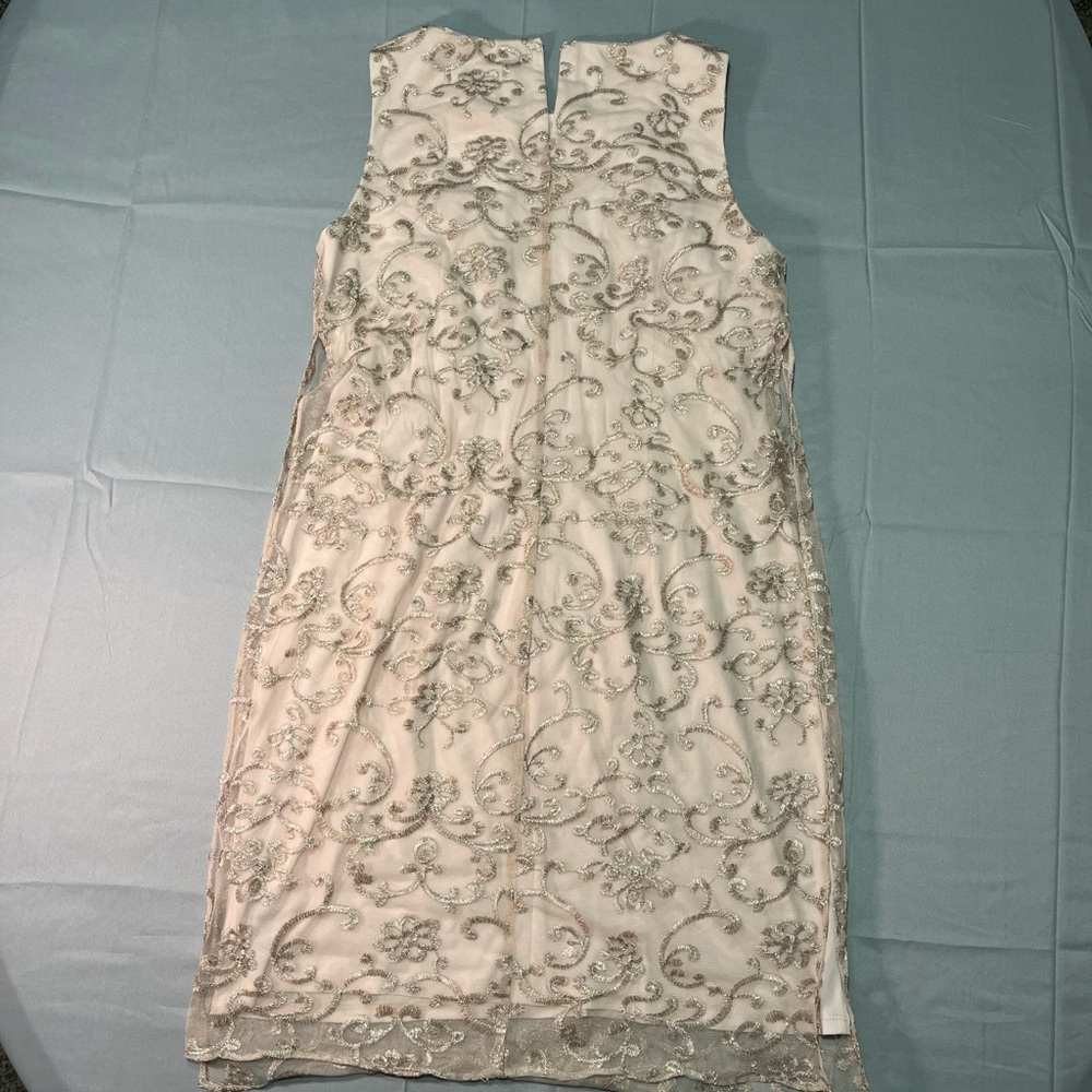 American Living Light Gold/Champagne‎ Embroidered Sleeveless Cocktail Dress